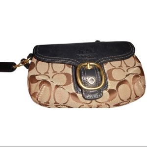 •SOLD • Coach Signature Large Flap Wristlet
